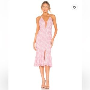 Sandra Midi Dress - Pink Lace